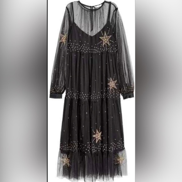 ISO H&M 2017 Star Embroidered Dress Small/Medium - Picture 1 of 1